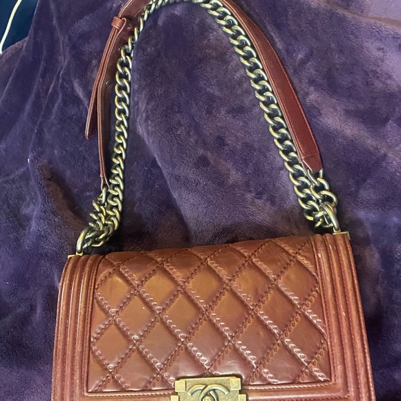 Chanel Burgundy Medium Double Stitch Le Boy Bag - Picture 3 of 4